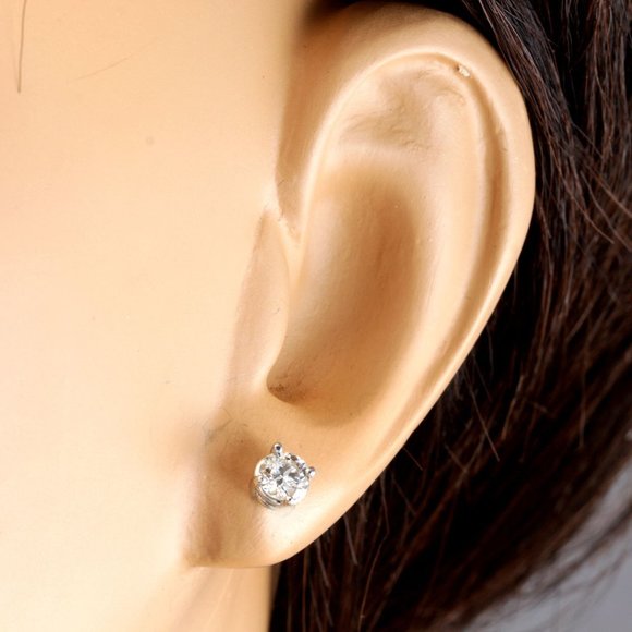 0.80 Ct Diamond 14KW Gold Stud Earring
